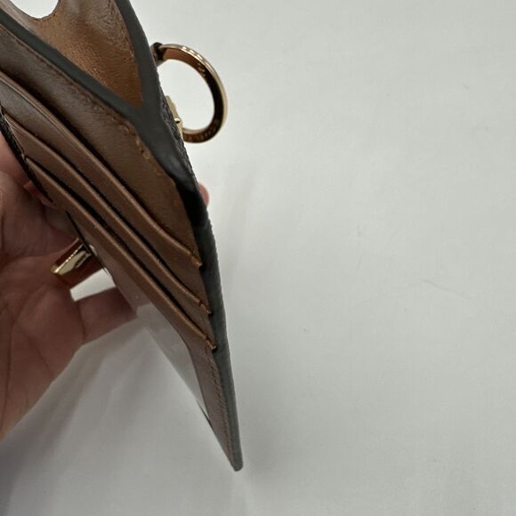 Michael Kors Wristlet Card Case Coin Purse Brown Logo Zip Small Wallet No Strap - Picture 7 of 8